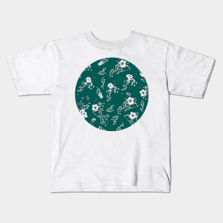 Bold dark mint floral Kids T-Shirt